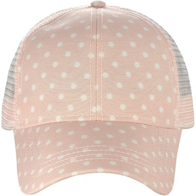 Baseball Caps Printed Polka Dotted Pattern Adjustable Mesh Trucker Baseball Cap - Pink - CC18C6LO02L $16.92