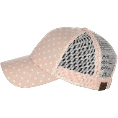 Baseball Caps Printed Polka Dotted Pattern Adjustable Mesh Trucker Baseball Cap - Pink - CC18C6LO02L $16.92