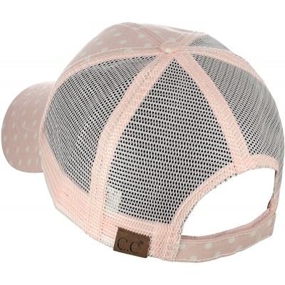 Baseball Caps Printed Polka Dotted Pattern Adjustable Mesh Trucker Baseball Cap - Pink - CC18C6LO02L $16.92