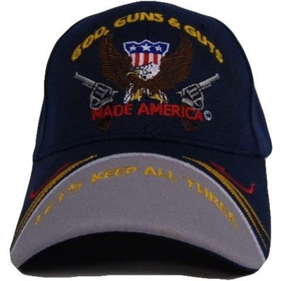 Baseball Caps Superstore God Guns and Guts Lets Keep All Three Made America Blue Cap Hat - CK189094K8R $10.74