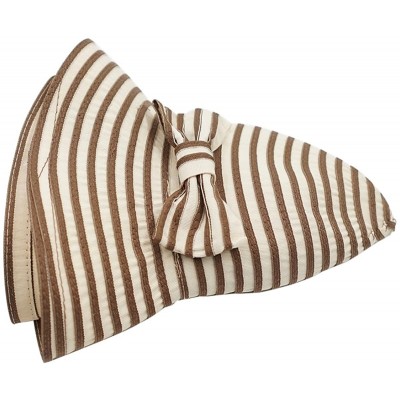 Sun Hats Women Beach Sun Hat Lightweight Cotton Stripe Hat with Inner String - Khaki - C218GQE6UDA $11.73