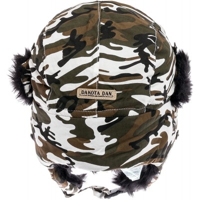 Skullies & Beanies Trooper Ear Flap Cap w/Faux Fur Lining Hat - White_camo_black_fur - C511RMMNTTP $23.53