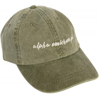 Baseball Caps Alpha Omicron Pi (N) Sorority Baseball Hat Cap Cursive Name Font AOII - Cactus - C018S93OKXZ $16.94