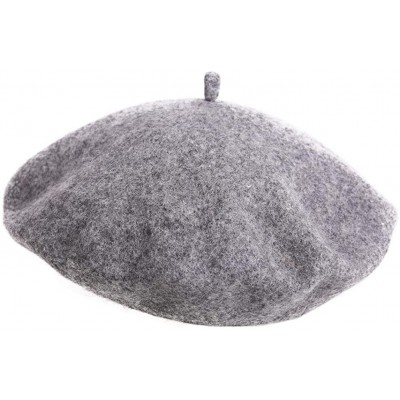 Berets French Wool Berets Hat Classic Fashion Warm Beanie Cap for Girls - Light Grey - CN12N5JU7X0 $11.93