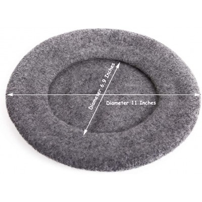 Berets French Wool Berets Hat Classic Fashion Warm Beanie Cap for Girls - Light Grey - CN12N5JU7X0 $11.93