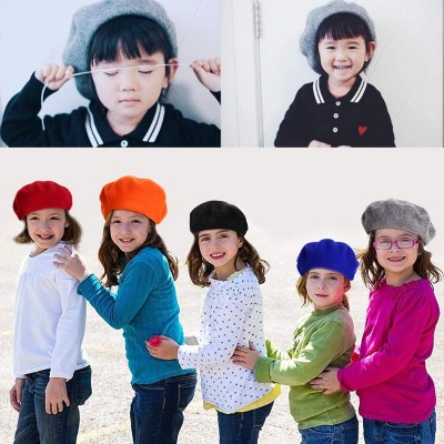 Berets French Wool Berets Hat Classic Fashion Warm Beanie Cap for Girls - Light Grey - CN12N5JU7X0 $11.93