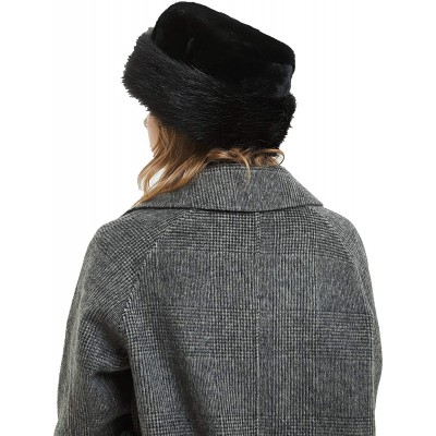 Bucket Hats Women's Leopard Faux Fur Hat with Fleece and Elastic for Winter - Black - CP18KZYTMM3 $24.39