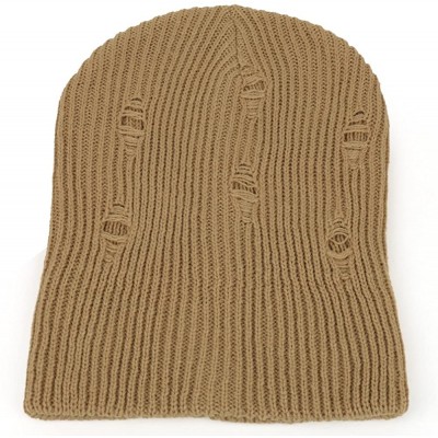 Skullies & Beanies Vintage Frayed Pattern Knit Deep Slouchy Beanie - Bge - CM1884D0D6D $10.32