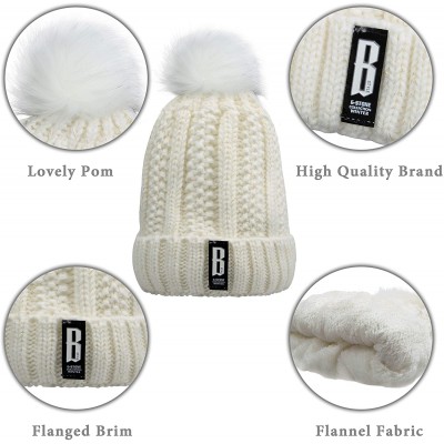 Skullies & Beanies Womens Winter Beanie Hat Scarf Set Warm Fuzzy Knit Hat Neck Scarves - White - C7192R80QEC $10.70