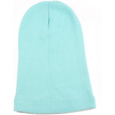 Skullies & Beanies Unisex Solid Color Winter Knit Long Beanie 361HB - Mint - CB11Q3STFUL $10.30