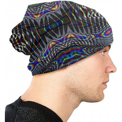 Skullies & Beanies Psychedelic Trippy Knit Beanie Warm Knit Ski Skull Cap Slouchy Baggy Hat for Men Women - C618A03CXCZ $12.21