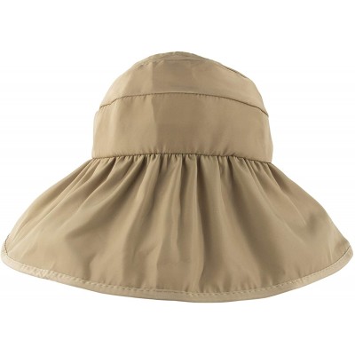 Visors Women's Wide Brim Sun UV Protection Visor Hats for Beach Fishing - A-khaki - CU18NWSKI9L $10.01