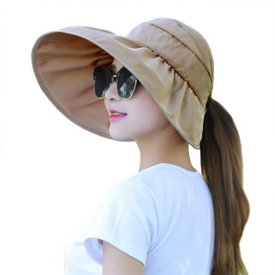 Visors Women's Wide Brim Sun UV Protection Visor Hats for Beach Fishing - A-khaki - CU18NWSKI9L $10.01