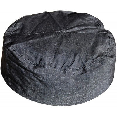 Skullies & Beanies Black Flat Top Men & Kids Simple Stitch Design Cloth Muslim Kufi Namaz Cap Hat - CY12JNK0R3T $11.56