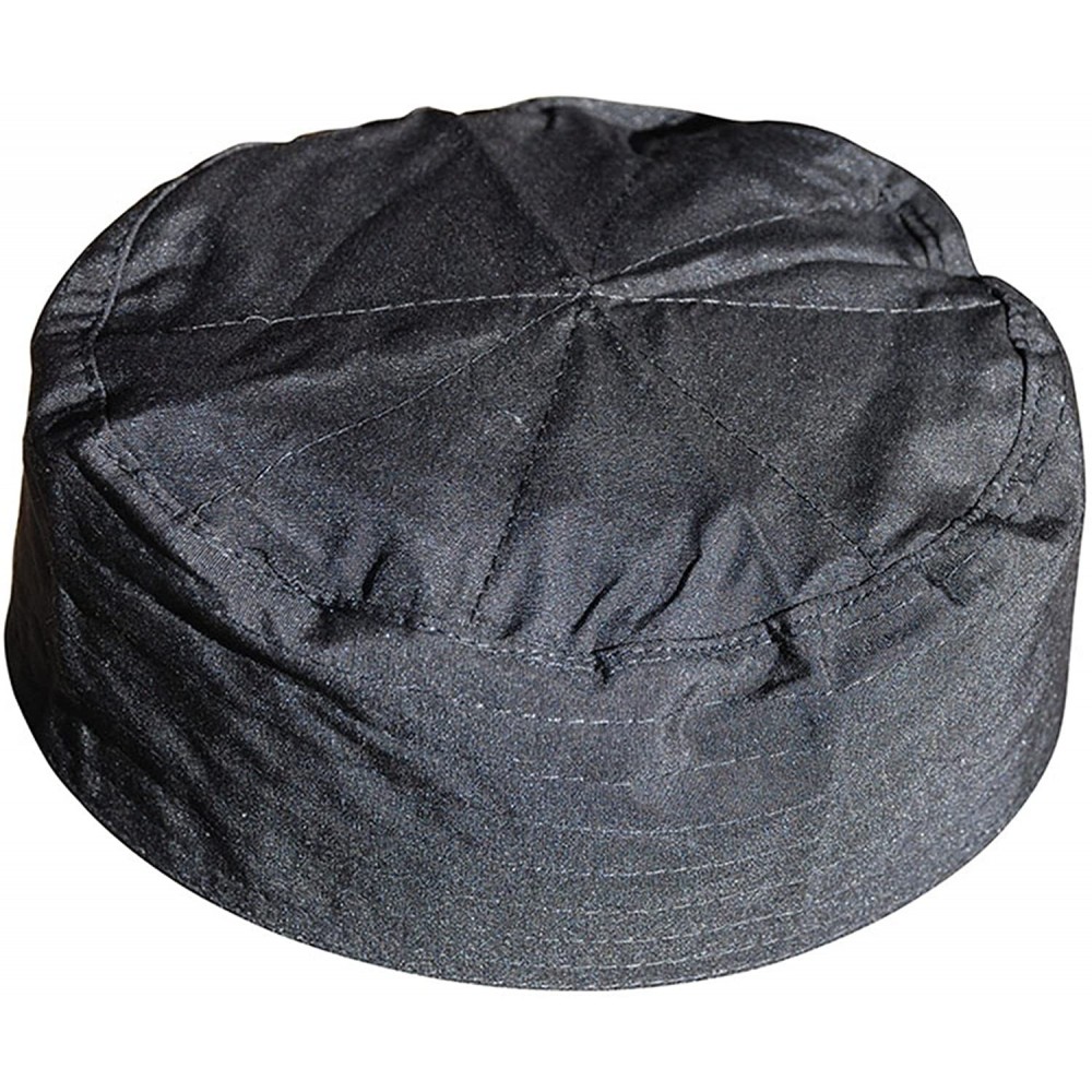 Skullies & Beanies Black Flat Top Men & Kids Simple Stitch Design Cloth Muslim Kufi Namaz Cap Hat - CY12JNK0R3T $11.56