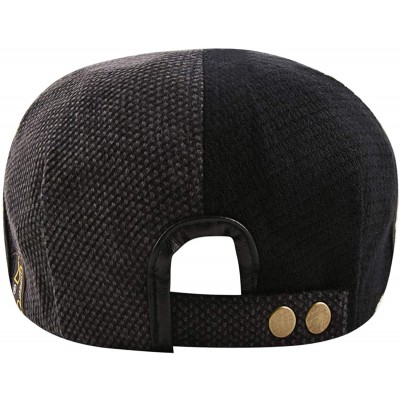 Newsboy Caps Men Beret Hat Cotton Buckle Adjustable Newsboy Hats Cabbie Gatsby Cap - Hat-t1-black - CG17YC3W75M $17.36