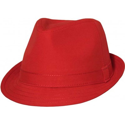 Fedoras Red Classic Short Brim Fedora Hat with 1" Red Band- Large/XLarge - CE1172DPQH7 $23.47