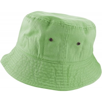 Bucket Hats 100% Cotton Packable Fishing Hunting Summer Travel Bucket Cap Hat - Light Green - CD18DOET9MM $19.80