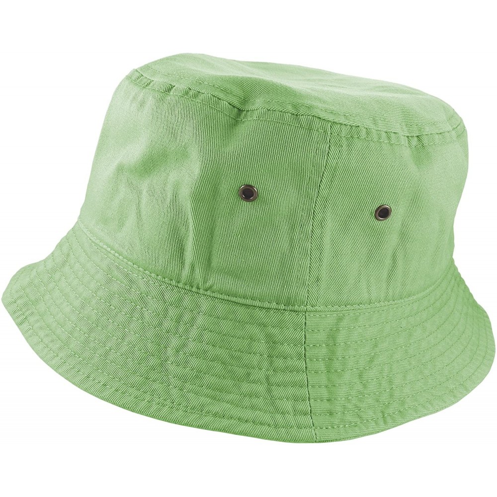 Bucket Hats 100% Cotton Packable Fishing Hunting Summer Travel Bucket Cap Hat - Light Green - CD18DOET9MM $19.80