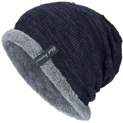 Skullies & Beanies Unisex Knit Cap Hedging Head Beanie Warm Outdoor Fashion Hat - Navy - CJ18HWM9ZRL $17.93