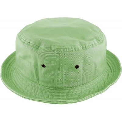 Bucket Hats 100% Cotton Packable Fishing Hunting Summer Travel Bucket Cap Hat - Light Green - CD18DOET9MM $19.80