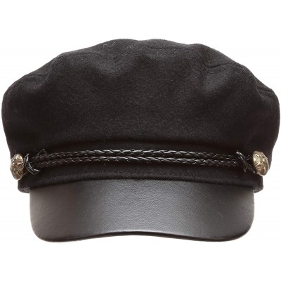 Newsboy Caps Women's Classic Mariner Style Greek Fisherman's Sailor Newsboy Hats with Comfort Elastic Back - Black-black - CL...