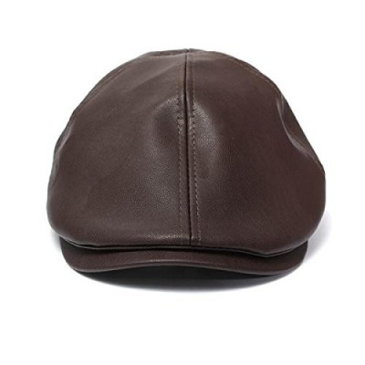 Newsboy Caps Clearance ! Hot Sale! Mens Vintage Leather Cap Vintage Leather Beret Cap Peaked Hat Newsboy Sunscreen (Coffee) -...