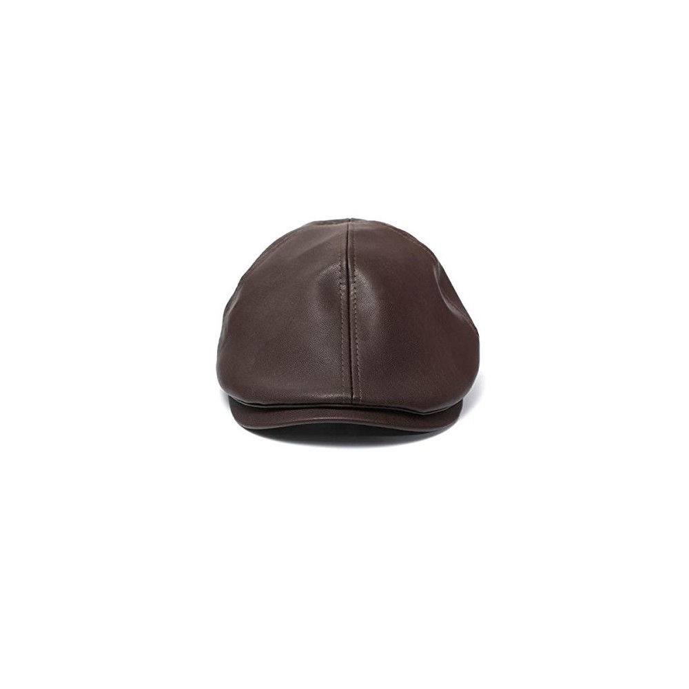 Newsboy Caps Clearance ! Hot Sale! Mens Vintage Leather Cap Vintage Leather Beret Cap Peaked Hat Newsboy Sunscreen (Coffee) -...