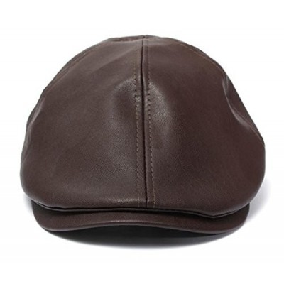Newsboy Caps Clearance ! Hot Sale! Mens Vintage Leather Cap Vintage Leather Beret Cap Peaked Hat Newsboy Sunscreen (Coffee) -...