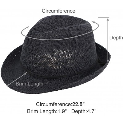 Fedoras Men/Women's Classic Short Brim Miami Beach Panama Fedora Straw Hat - Foldable_black - CW195AI43RW $16.76