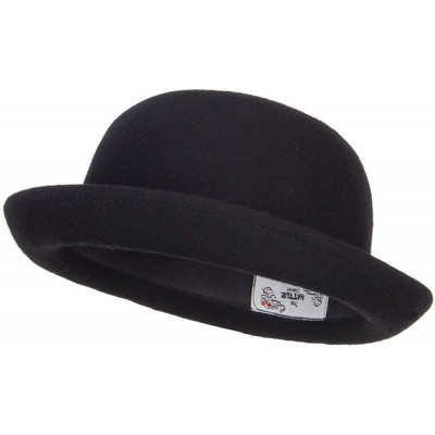 Fedoras Wool Felt Upturn Brim Bowler Hat - Black - CY1208E6G2Z $18.92