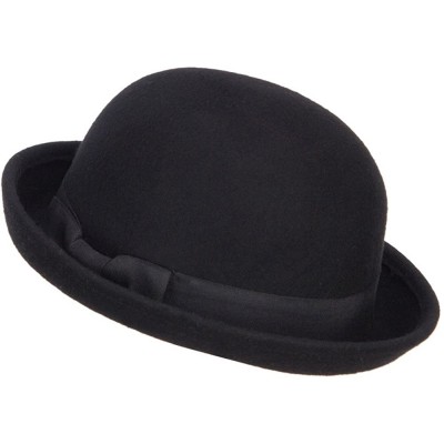 Fedoras Wool Felt Upturn Brim Bowler Hat - Black - CY1208E6G2Z $18.92