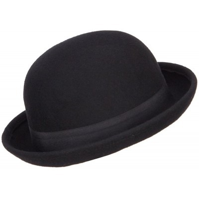 Fedoras Wool Felt Upturn Brim Bowler Hat - Black - CY1208E6G2Z $18.92