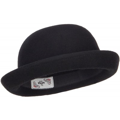 Fedoras Wool Felt Upturn Brim Bowler Hat - Black - CY1208E6G2Z $18.92