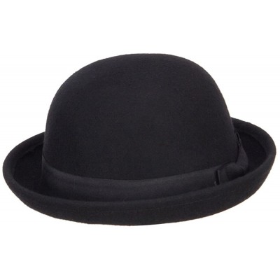 Fedoras Wool Felt Upturn Brim Bowler Hat - Black - CY1208E6G2Z $18.92