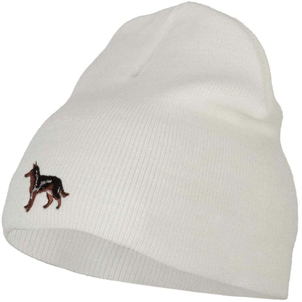 Skullies & Beanies German Shepard Dog Embroidered Knitted Short Beanie - White - C518KHRZ9S3 $18.37