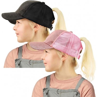 Baseball Caps Kids Ponytail Hat-Girls Baseball Cap with High Bun Messy Ponytail Hole Sun Visor Caps Fit Age 2-8 - CP18SCYEH09...