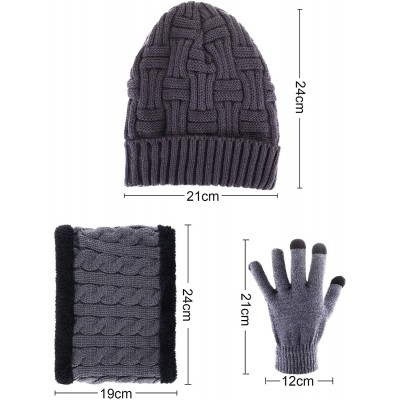 Skullies & Beanies 4 Pieces Ski Warm Set Includes Winter Hat Scarf Warmer Gloves Winter Outdoor Earmuffs for Adults Kids (Set...