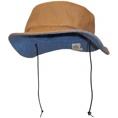 Sun Hats Adults Unisex Distressed Denim Reversible and Adjustable Sunhat - Tan / Light Blue - C212E1L71YN $10.08