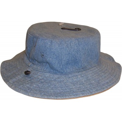 Sun Hats Adults Unisex Distressed Denim Reversible and Adjustable Sunhat - Tan / Light Blue - C212E1L71YN $10.08