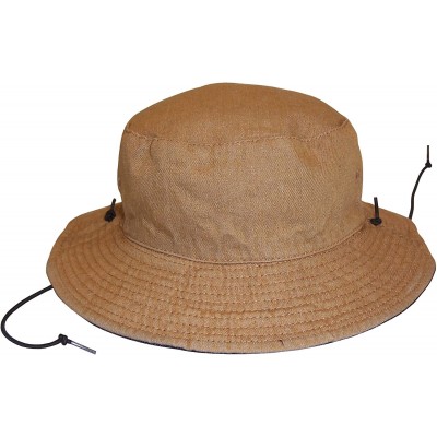 Sun Hats Adults Unisex Distressed Denim Reversible and Adjustable Sunhat - Tan / Light Blue - C212E1L71YN $10.08