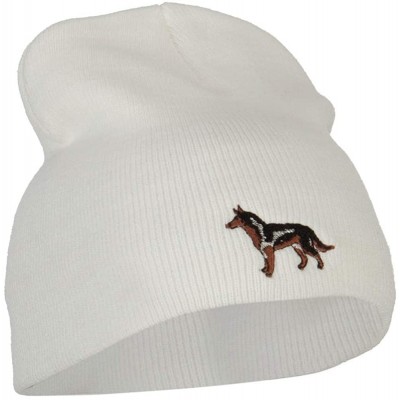 Skullies & Beanies German Shepard Dog Embroidered Knitted Short Beanie - White - C518KHRZ9S3 $18.37