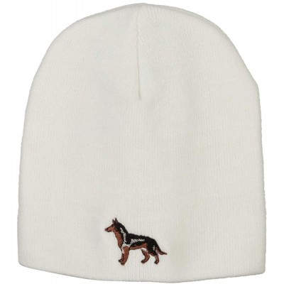 Skullies & Beanies German Shepard Dog Embroidered Knitted Short Beanie - White - C518KHRZ9S3 $18.37