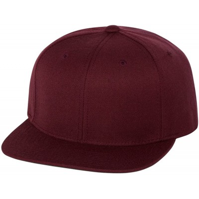 Baseball Caps 6-Panel Structured Flat Visor Classic Snapback (6089) - Maroon - CJ11NANFE15 $11.63