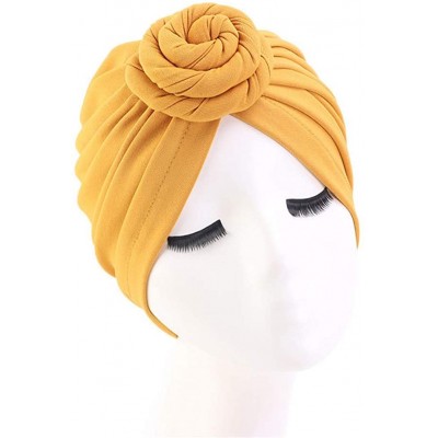 Skullies & Beanies Women Turban Knotted Cotton Headwrap Beanie Pre-Tied Bonnet Women Hair Accessories Chemo Cap Hair Loss Hat...