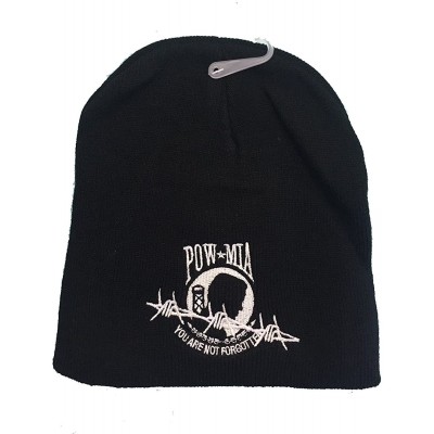 Skullies & Beanies 8" POW MIA Barbed Wire Embroidered Winter Beanie Skull Cap Hat - CM11FNJHZS5 $7.83
