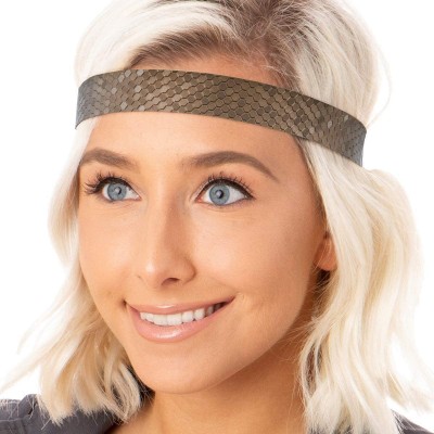 Headbands Women's Adjustable Non Slip Geo Sport Headband Multi Gift Pack - Black/Brown/Gunmetal/Gold Wide Geo 4pk - CD19770DN...