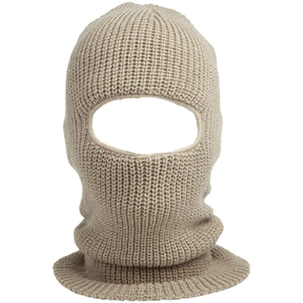 Balaclavas Unisex Thick Knit One Hole Ninja Balaclava Snowboarding Face Mask - Taupe - C211QNLNN65 $14.23