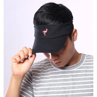 Visors Sun Visor Unisex 100% Cotton Best Visors Cap Small Embroidery Summer Cap - 2 Flamingo - CS184QRCRGK $13.14