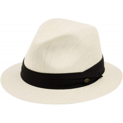 Fedoras Mens Summer Fedora Cuban Style Short Brim Hat - F2688white - CD18QIMDZR3 $23.19
